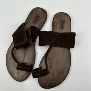 Kuero Womens Size 37 US‎ 7 Brown Suede Thong Sandals Boho Handmade Minimalist